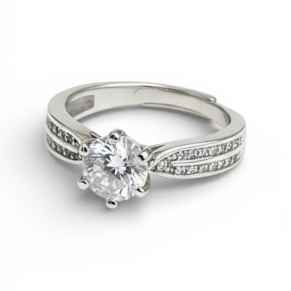 Round Cut Moissanite 1ct 925 Sterling Silver Women's Engagement Ring Size 6.5